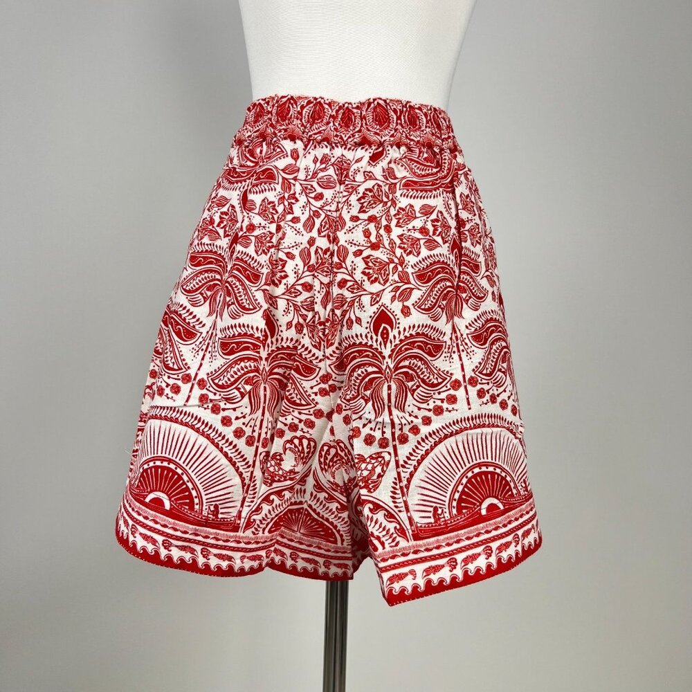 NWT Farm Rio River Ride Linen Blend Beaded Shorts Size L Pull-On RED - Picture 6 of 11